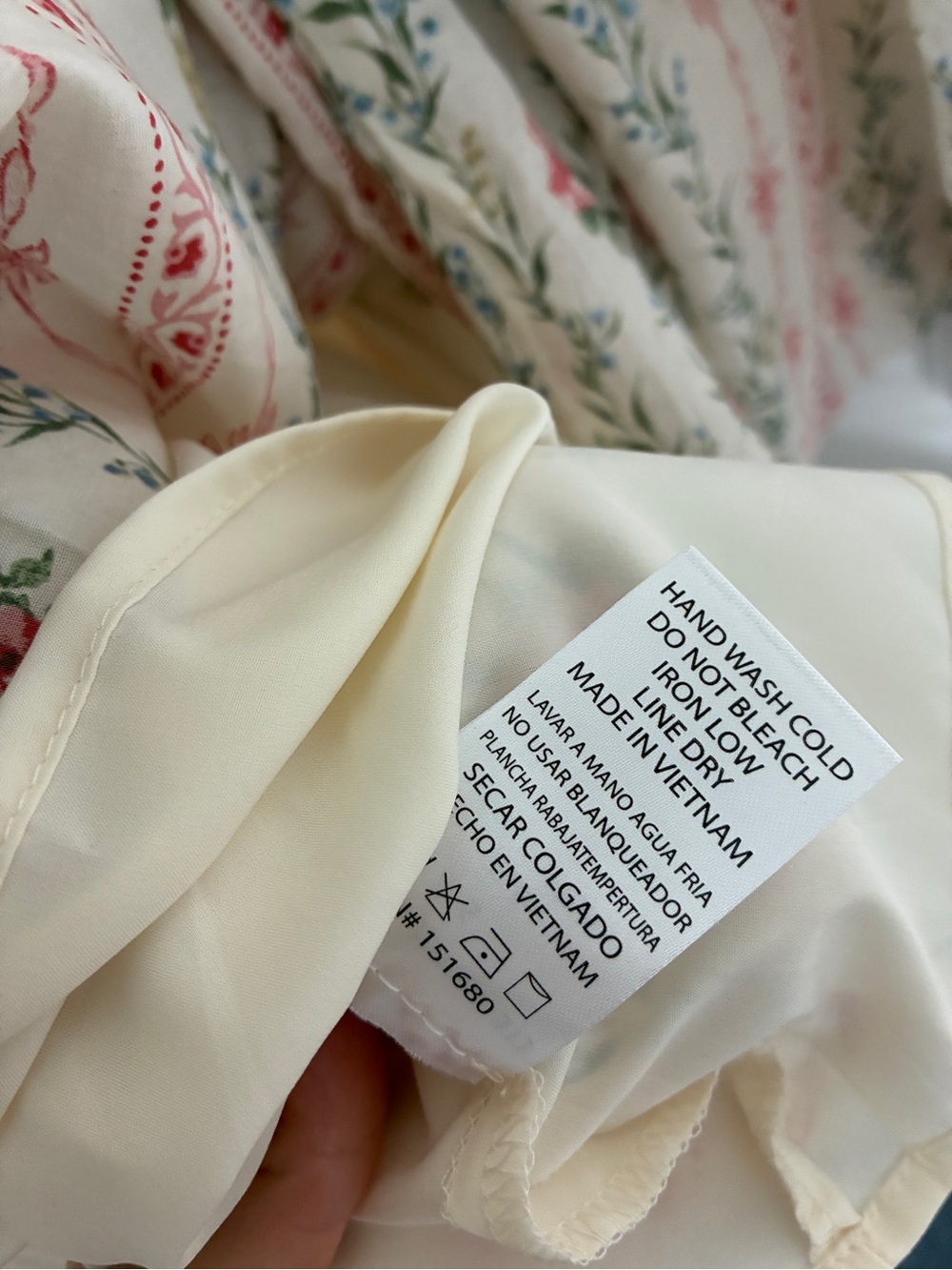 NWT 100% cotton Storia Cream and Pink Floral Puff-Sleeve Midi Dress - Picture 9 of 11